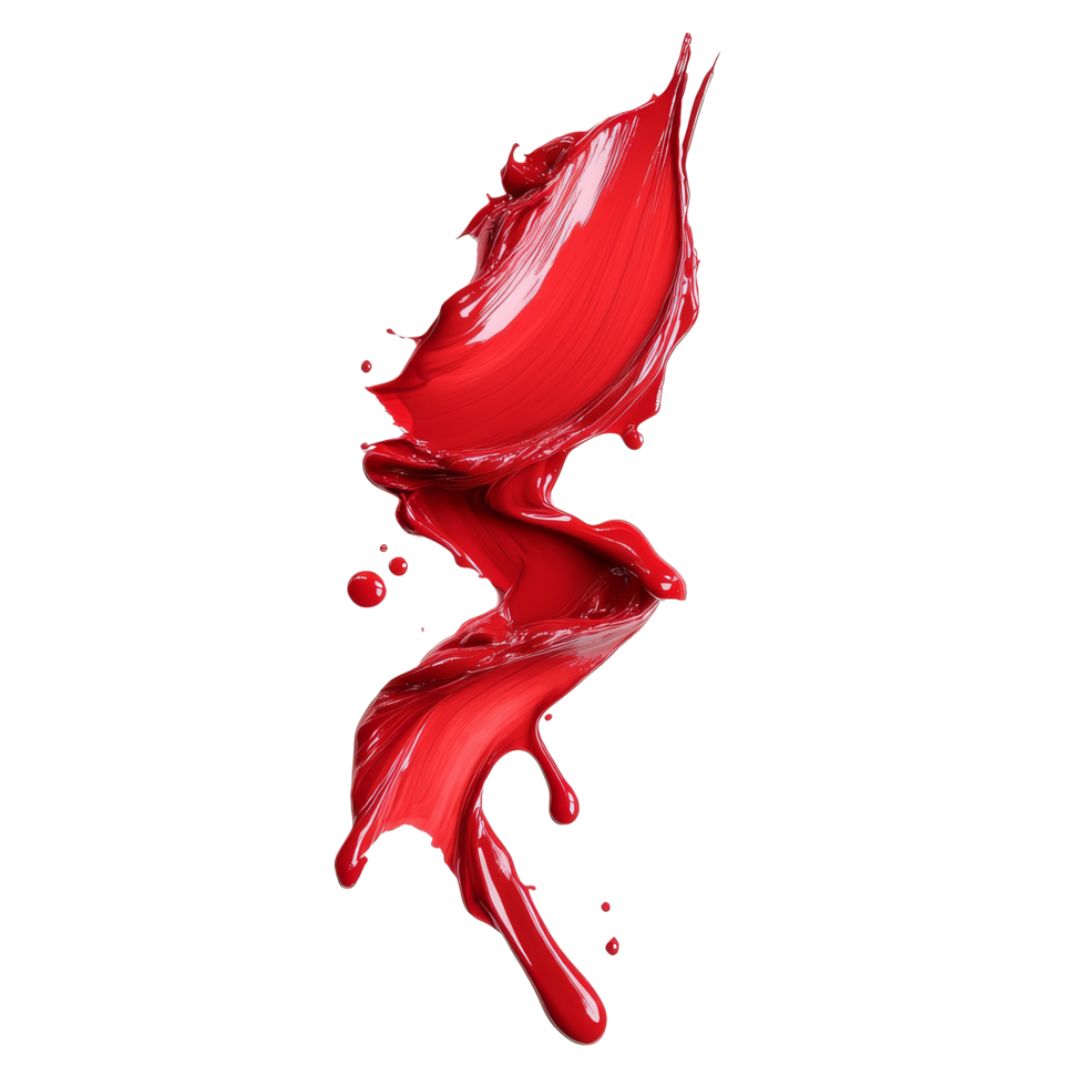 Dripping red paint streak isolated on a transparent background creates an expressive and vibrant visual, Dripping Red Paint Streak Isolated on transparent background png