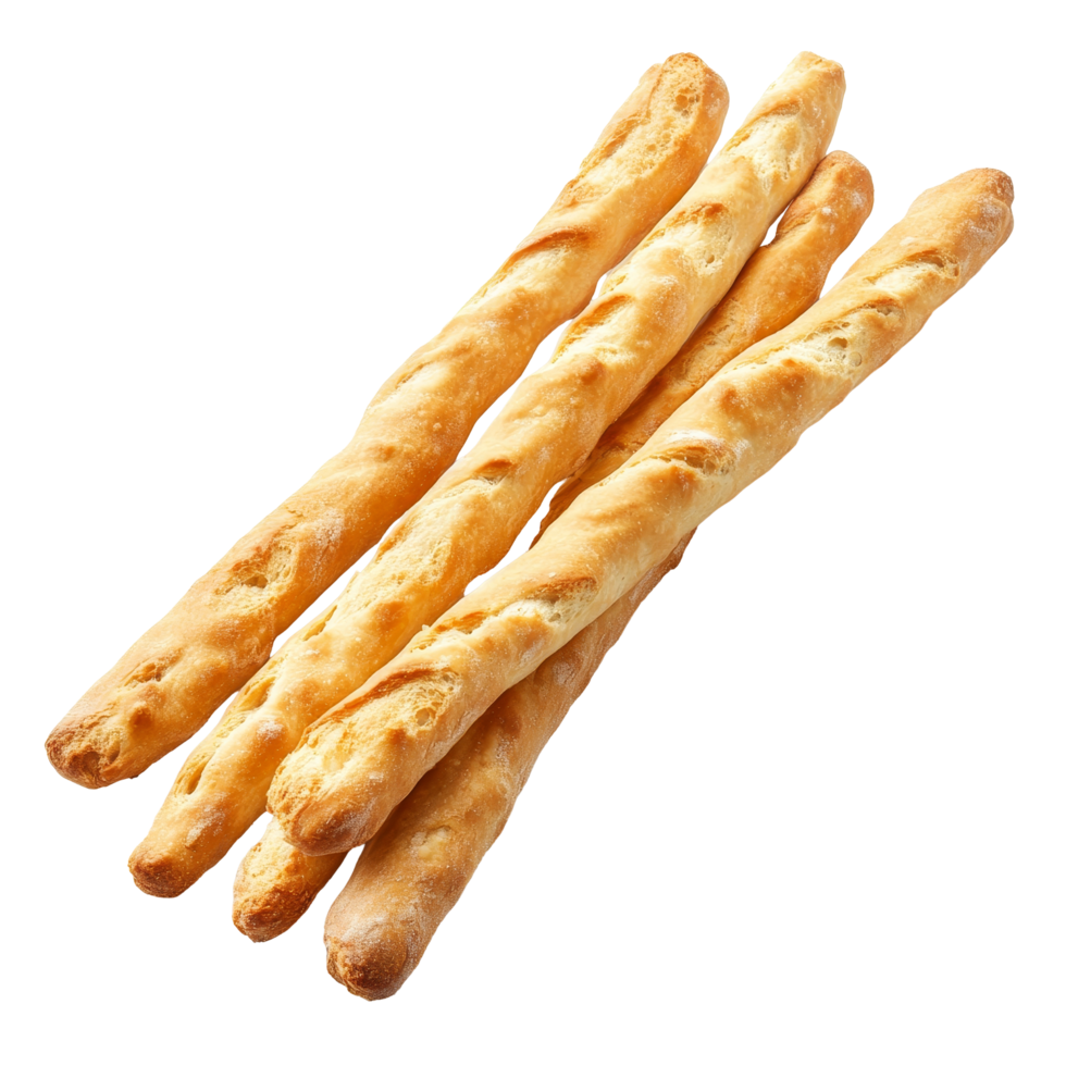 Delicious goldenbrown breadsticks arranged neatly on a transparent background ready to be enjoyed for every occasion, Pie or bread Sticks on transparent background png