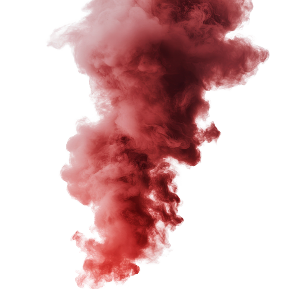 Red smoke steam billowing in isolation against a transparent background, creating an abstract visual effect, red smoke steam isolated on transparent background png