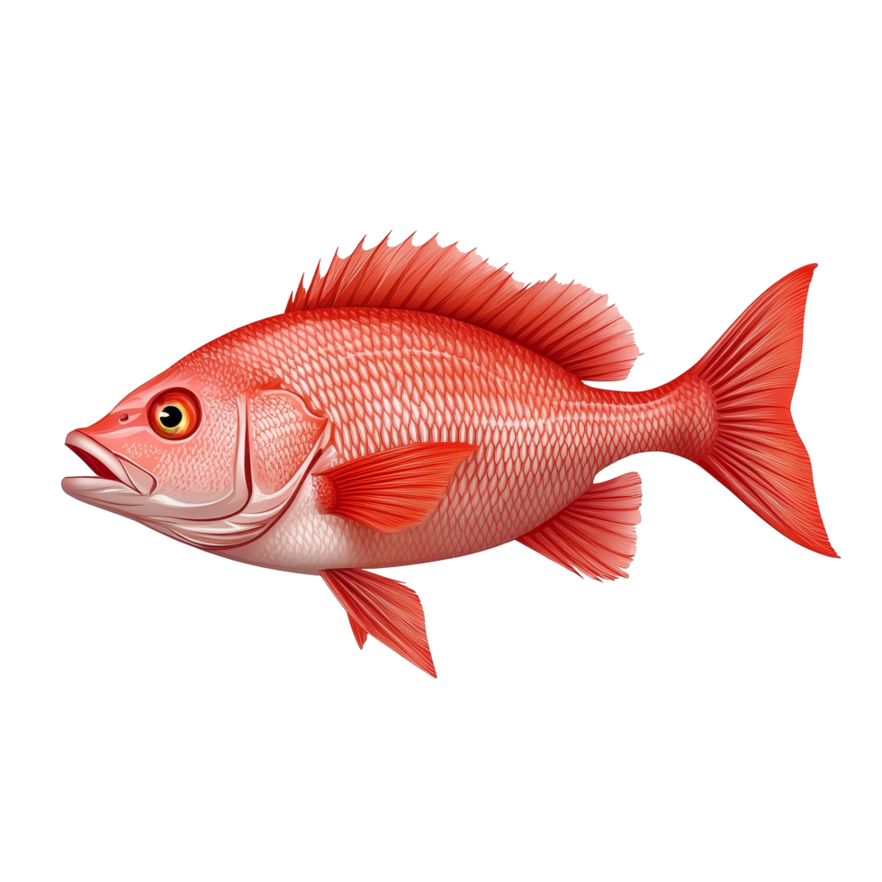 Fresh red snapper fish against a clean transparent background for culinary and seafood presentations, red snapper fish isolated on transparent background png