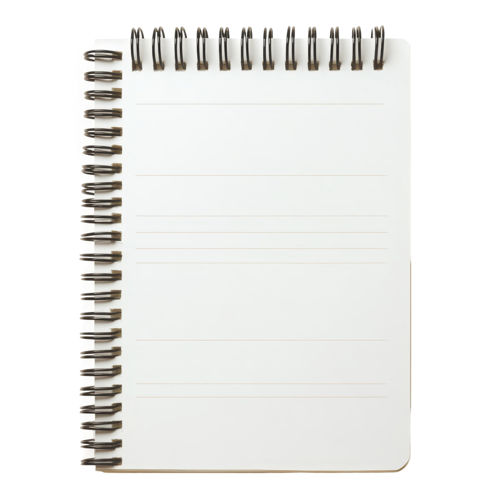 Front view of a spring notepad isolated on a transparent background ready for notes and creative writing tasks in spring, spring notepad front view, file of isolated object on transparent background png