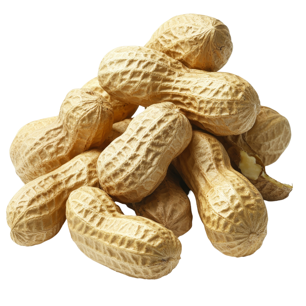 A pile of raw peanuts in their shells, showcasing their natural texture and color in a bright setting, Group of peanuts png