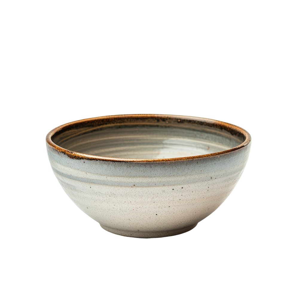 Elegant ceramic bowl displayed on a transparent transparent background, showcasing its detailing and smooth glaze finish, ceramic bowl isolated on tansparent transparent background png