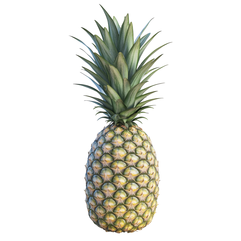 Fresh ripe pineapple isolated on a clean background, showcasing its vibrant color and texture in natural light, Single ripe pineapple isolated png