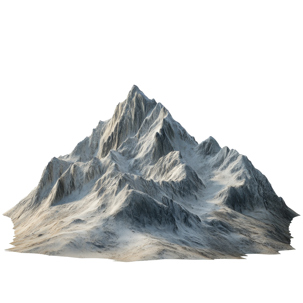 Stunning mountain range stands isolated against a pure transparent background showcasing rugged peaks and natural beauty, Mountain Range Isolated on transparent background png