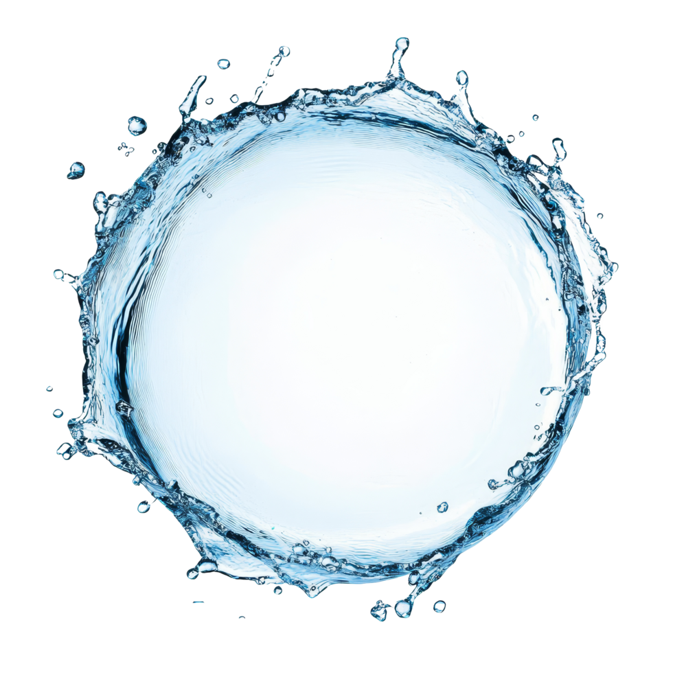 A stunning water splash creating a perfect circular shape against a transparent background, Water splash forming a circle isolated png