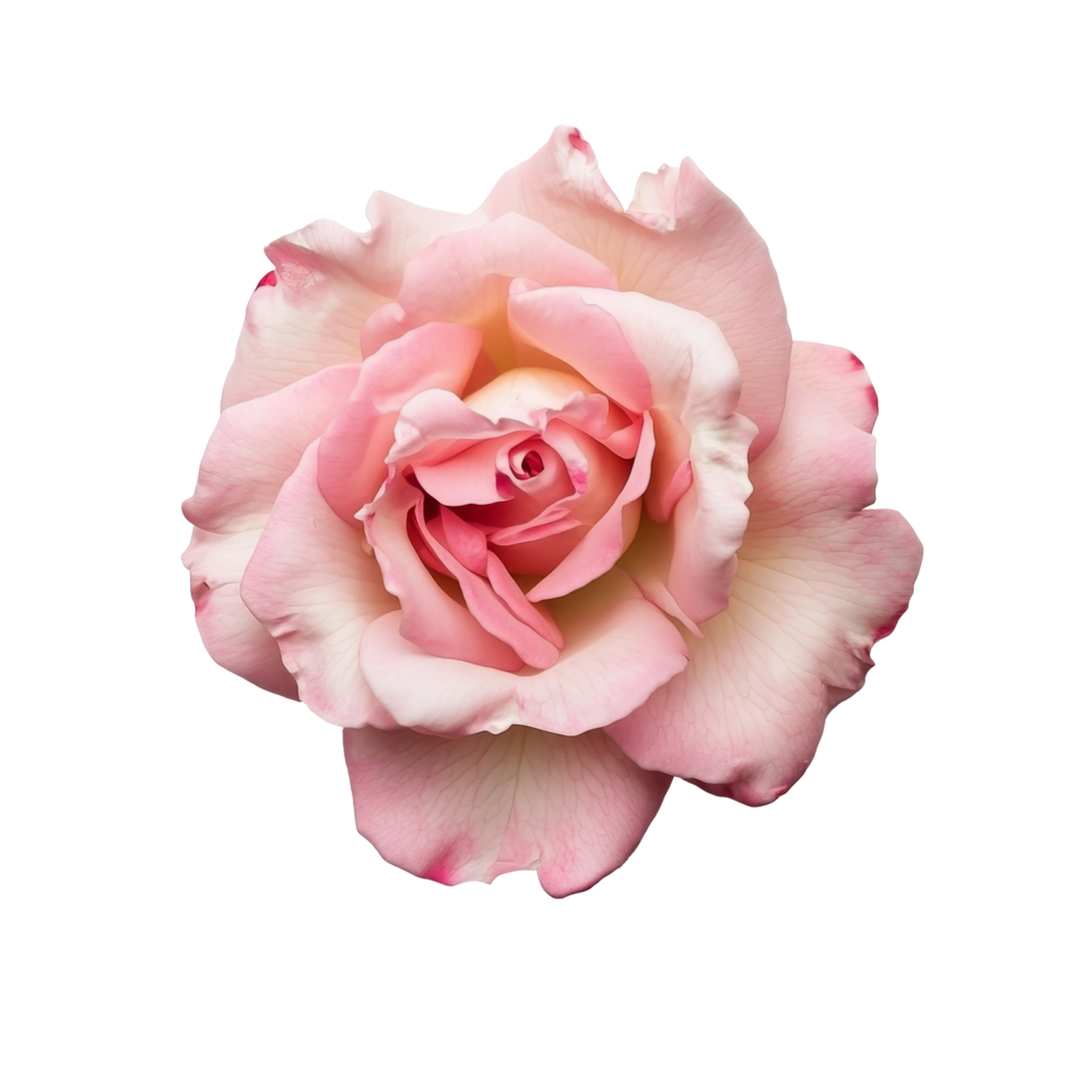 Delicate pink rose with soft petals on a clean transparent background creating a serene and elegant atmosphere, pink rose on transparent background png