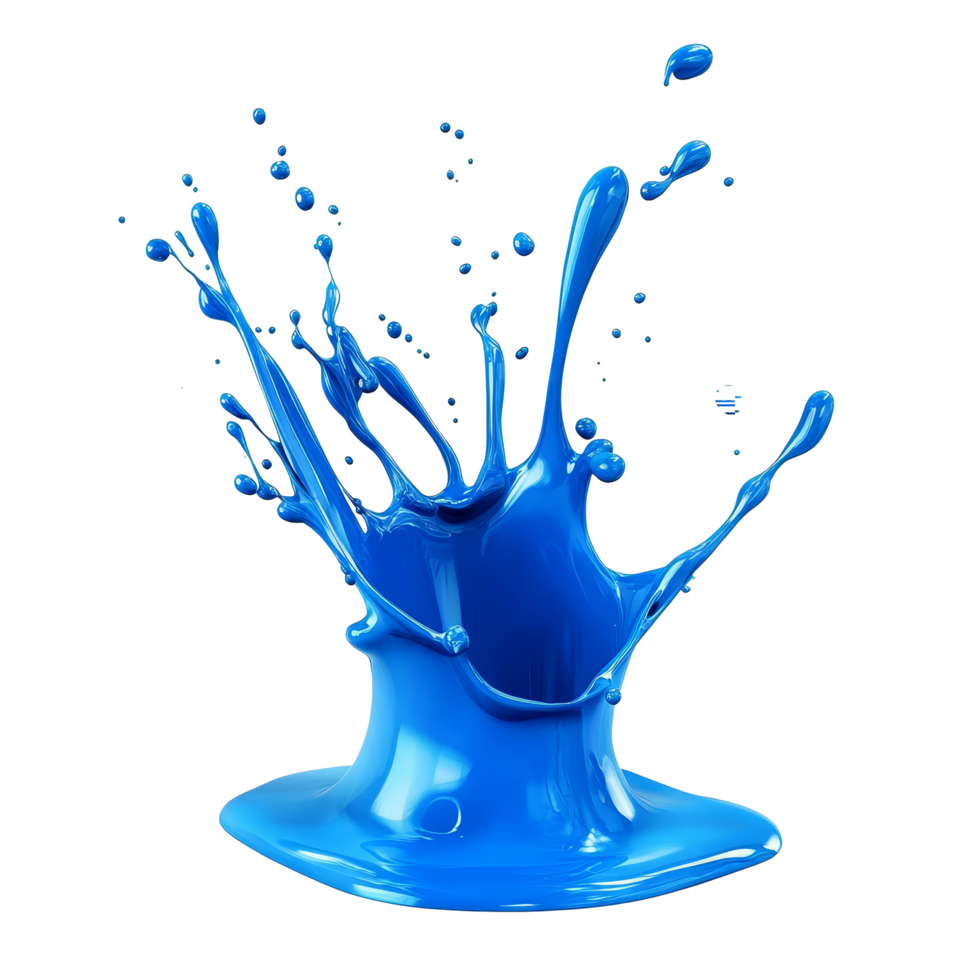 Blue paint splash isolated on a transparent background creating dynamic movement and vivid color display, blue paint splash isolated on transparent background png