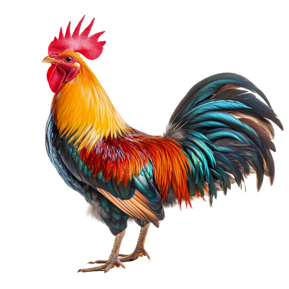 Colorful fighting standing proud and isolated on a clean transparent background, fighting isolated on transparent background png