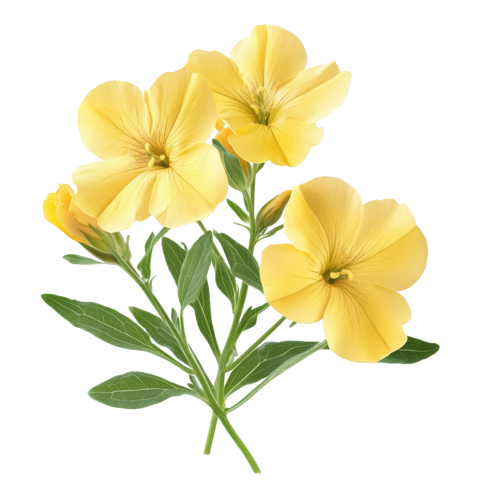 Elegant evening primrose flowers isolated on a transparent background for decorative and design purposes, evening primrose flowers isolated on transparent background png