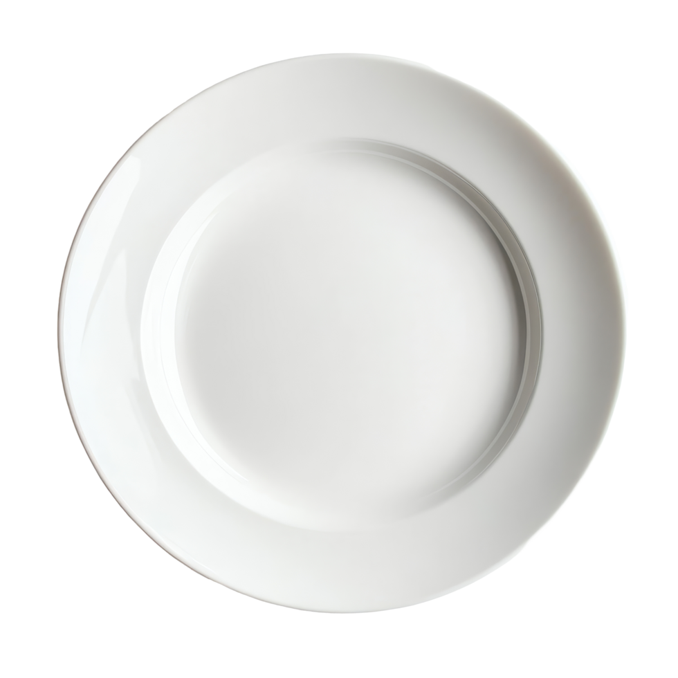 transparent ceramic plate on a plain background, ideal for highlighting culinary dishes or elegant table setups, empty transparent ceramic plate on transparent background png