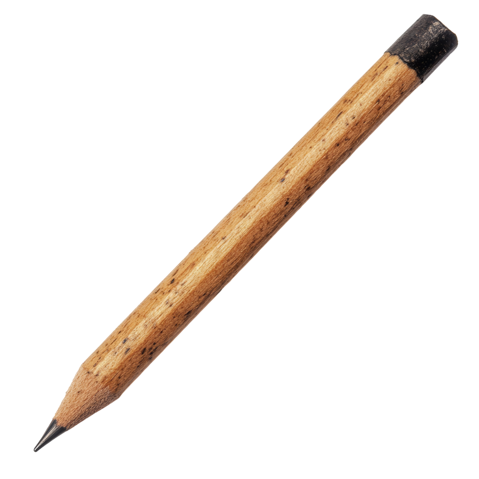 A simple wooden pencil resting on a plain transparent background for drawing or writing activities, Wooden pencil on transparent backgroundfile png