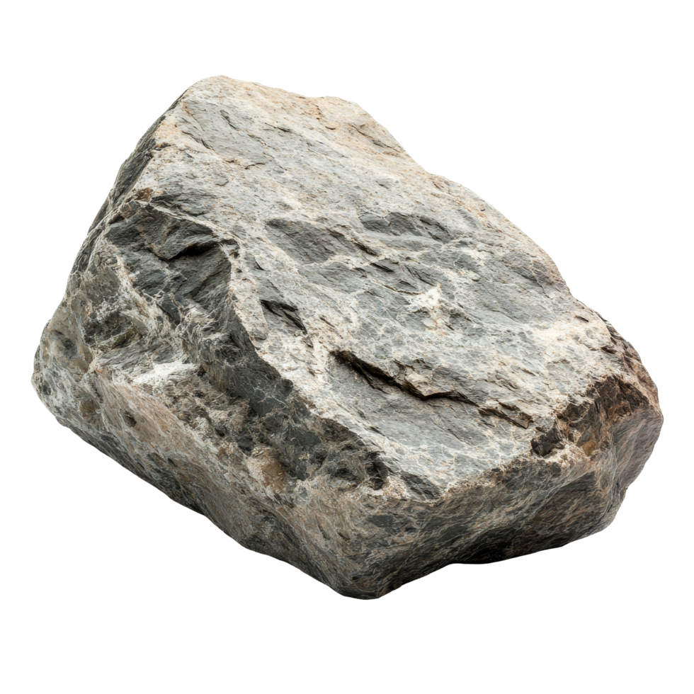 A large, rugged rock boulder isolated on a transparent background showcasing natural textures and colors, Rock boulder isolated on transparent background png