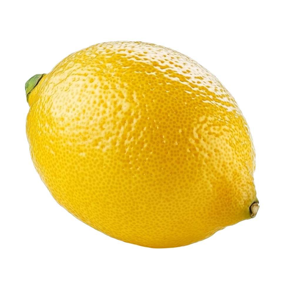 Vibrant ripe lemon resting on a clean transparent background showcasing its texture and color, ripe lemon isolated on transparent background png