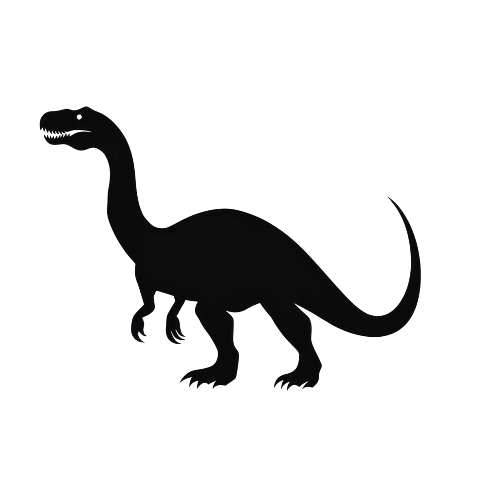 Dinosaur silhouette on a transparent background showcasing a prehistoric creature in a simple, artistic style, dinosaur silhouette on transparent background png