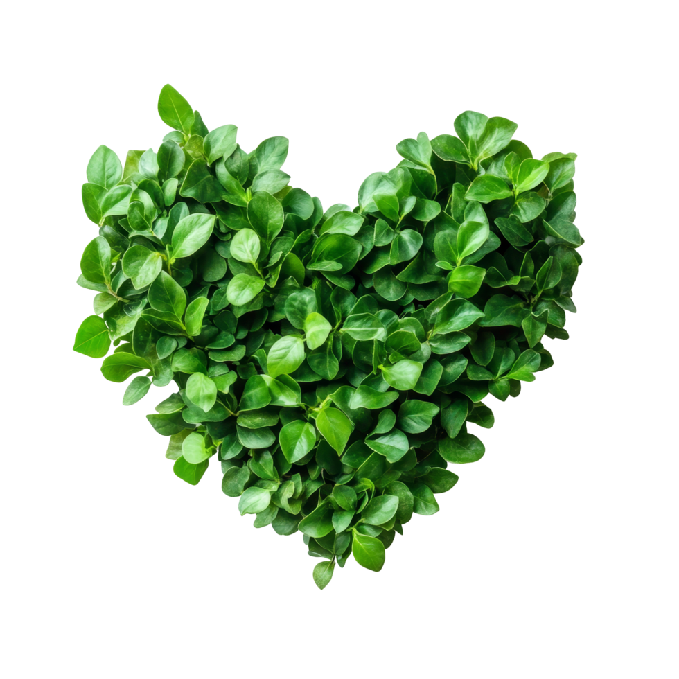 Heartshaped green bush isolated on a transparent background, perfect for naturethemed decorations and designs, heart shape green bush isolated on transparent background png