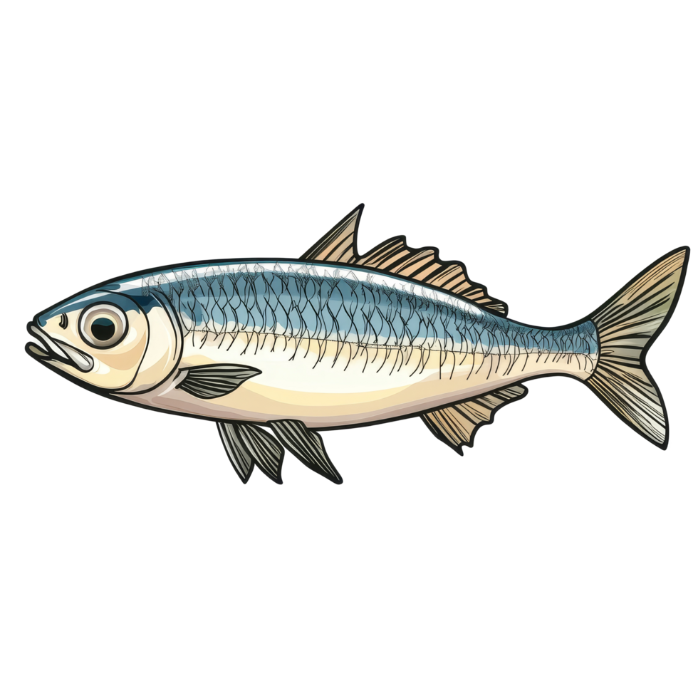 Detailed illustration of a sardine fish isolated with a transparent background, a sardine fish isolated on transparent background png
