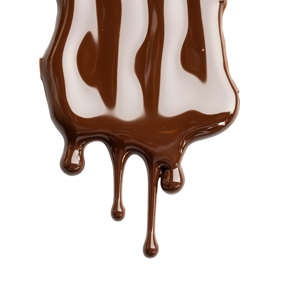 Melted chocolate dripping gracefully on a transparent background, creating a rich and indulgent appearance, melted chocolate dripping isolated on transparent background png