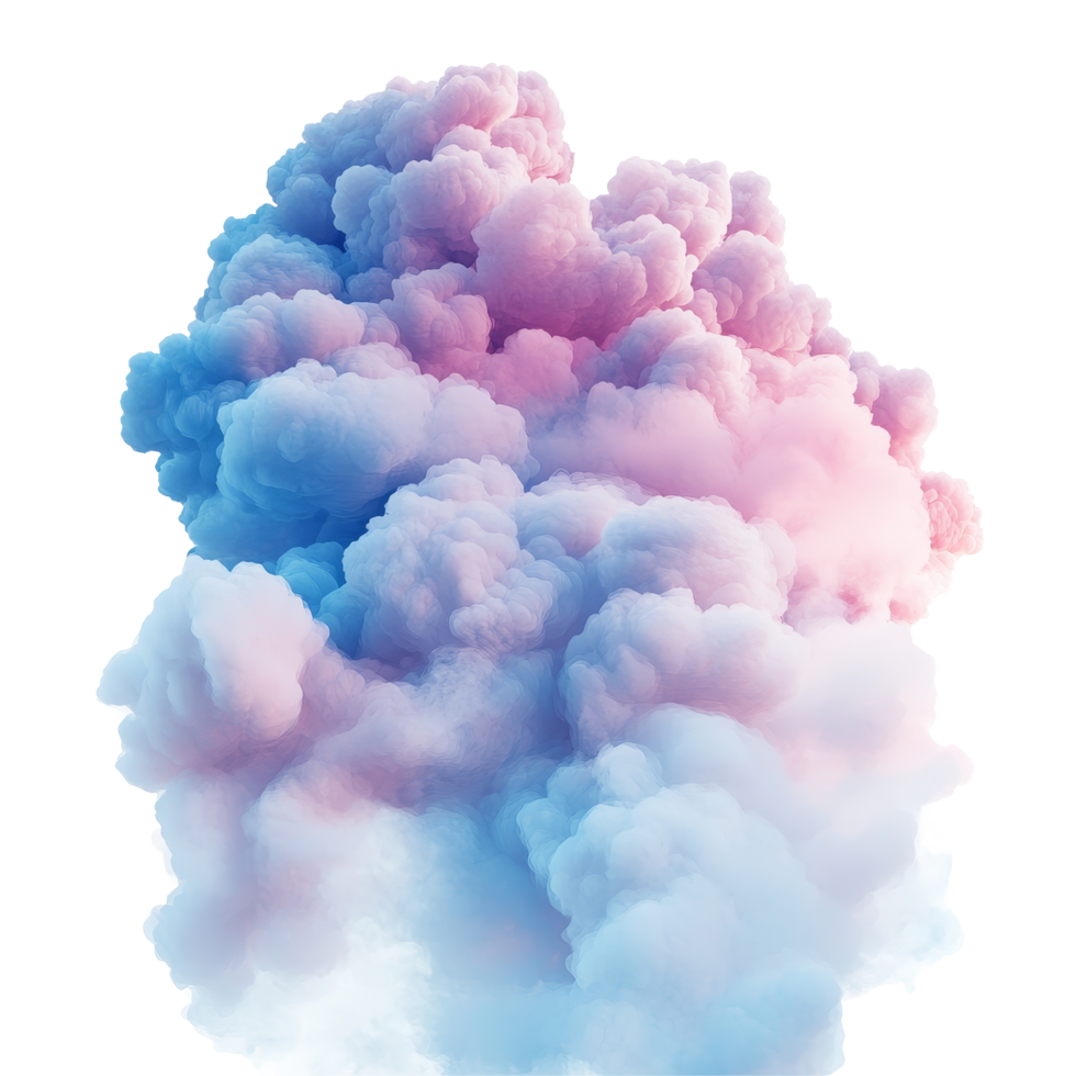 Soft blue and pink clouds gently swirling together against a clean transparent background, creating a serene atmosphere, Soft Blue and Pink Clouds, Isolated on transparent background png
