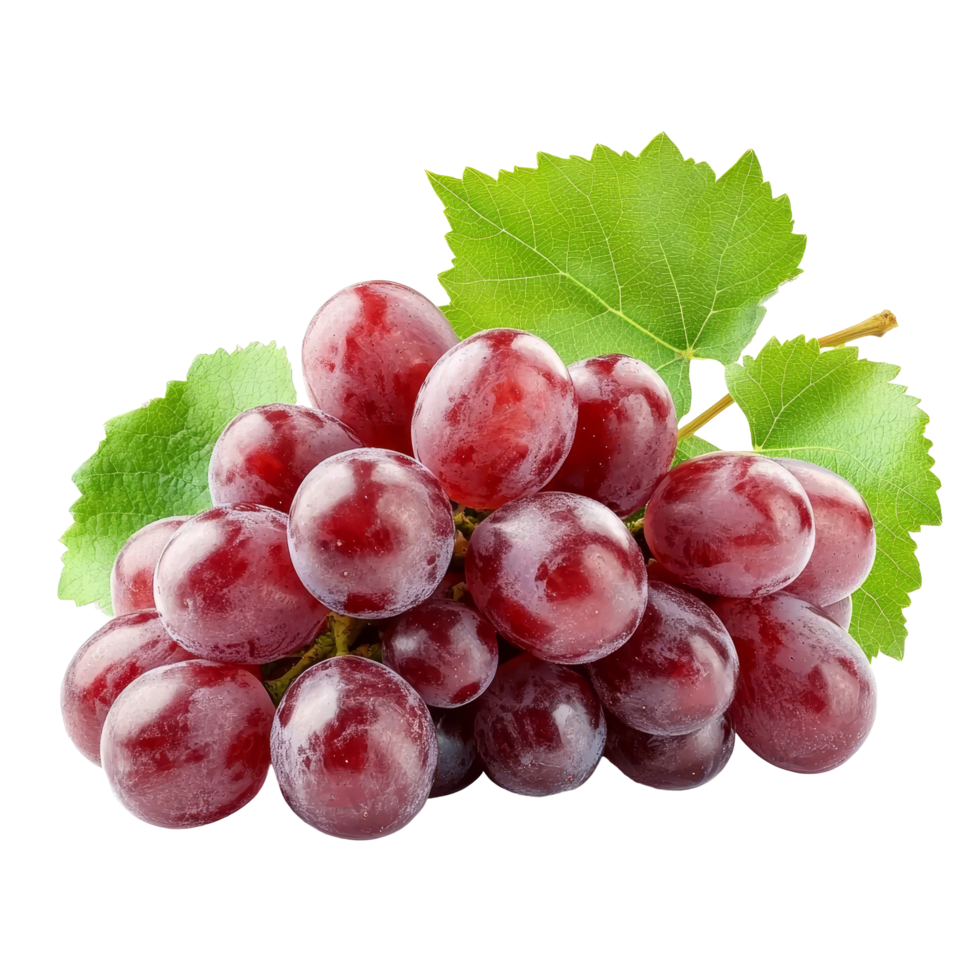Ripe red grapes clustered together on a transparent background showcasing their fresh and juicy appearance, Ripe red grape isolated on transparent background png