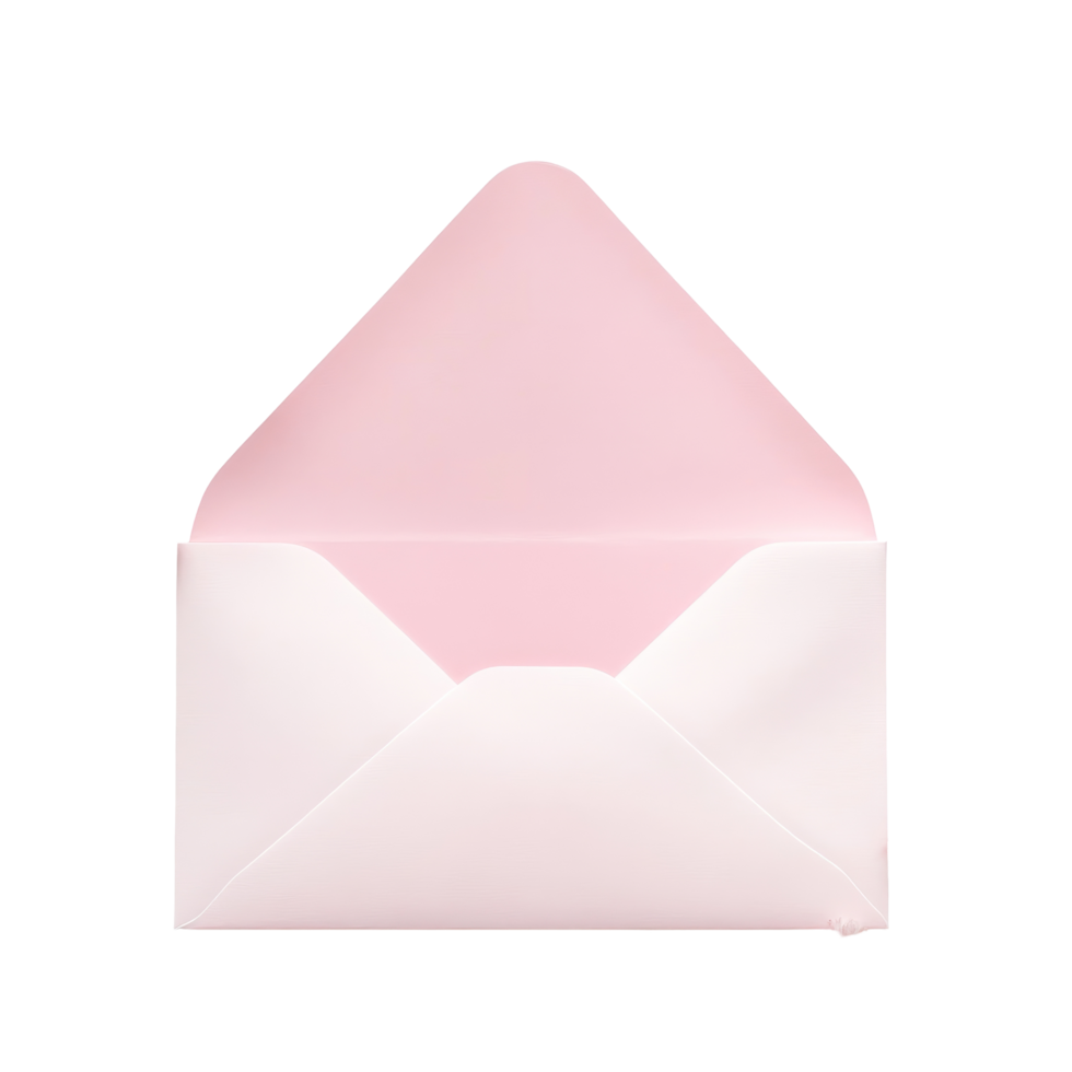 A pink open envelope reveals a delicate card surrounded by dainty flowers on a light background, Pink open envelope with card png