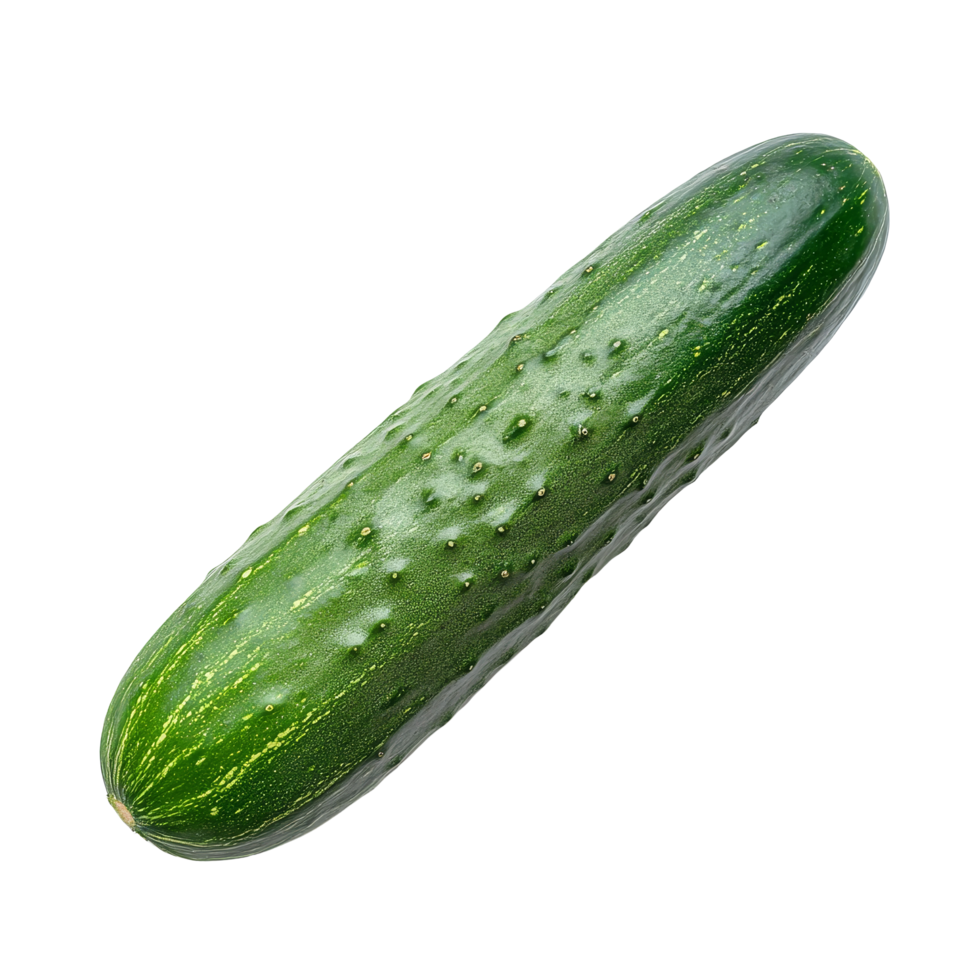 Fresh cucumber isolated on a clean transparent background showcasing its vibrant green color and refreshing texture, sliced cucumber isolated on transparent background png