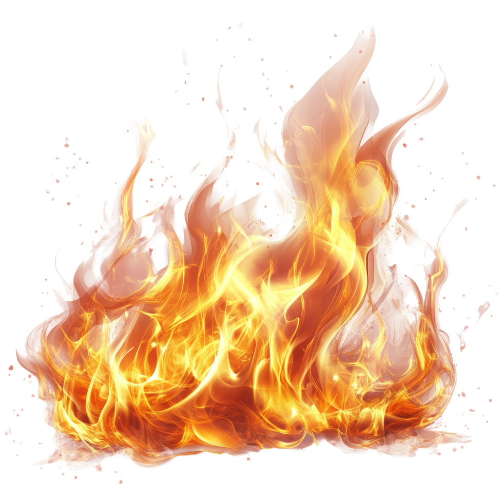 Realistic flame effect on a transparent background showcasing vibrant orange and yellow fire elements in motion, Realistic fire flame effect transparent background. Fire flame transparent background png