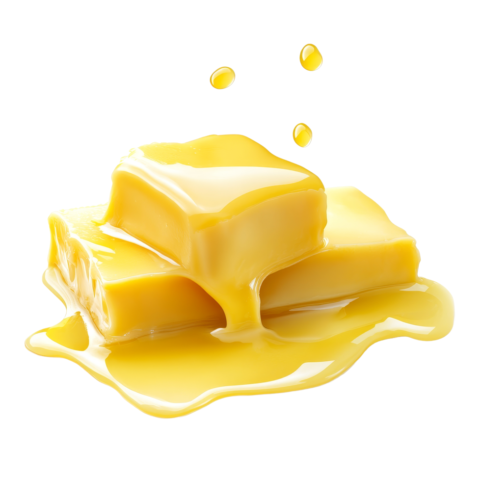 Butter melting on a bright background in a classic kitchen setting, Butter melting isolated png