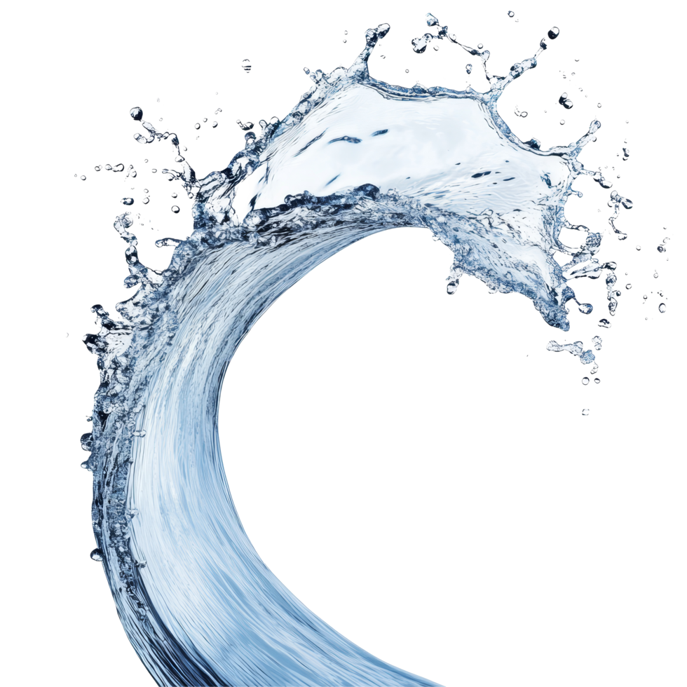 Dynamic curve of a water splash isolated against a transparent background capturing motion and fluidity in an artistic expression, Curve water splash isolated Stock Photo png
