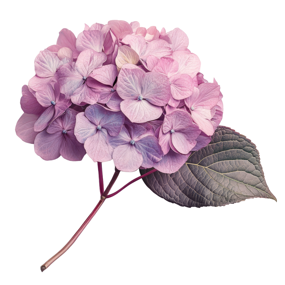 Beautiful hydrangea flower arrangement in shades of pink on a soft transparent background, Hydrangea flower on transparent background png