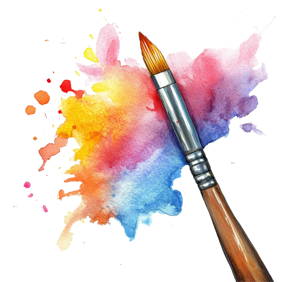A vibrant watercolor splash with a paintbrush on a transparent background showcasing artistic creativity, red painted liquid water color circle isolated on transparent background png