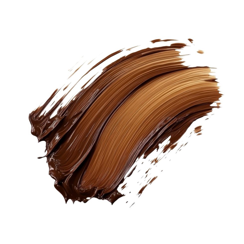 Smooth brown paint brushstroke isolated on a clean transparent background for artistic applications, brown color paint brushstroke isolated on transparent background png