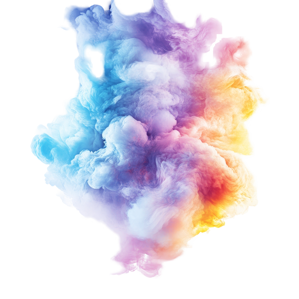 Colorful abstract cloud formation on transparent, showcasing depth and creativity, Abstract Colorful Cloud On transparent background png