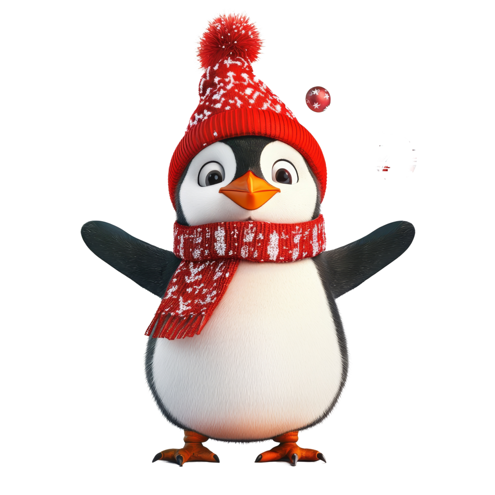 Cheerful penguin setting New Year goals while celebrating with festive decorations on a transparent background, Penguin with New Year Goals on transparent background png