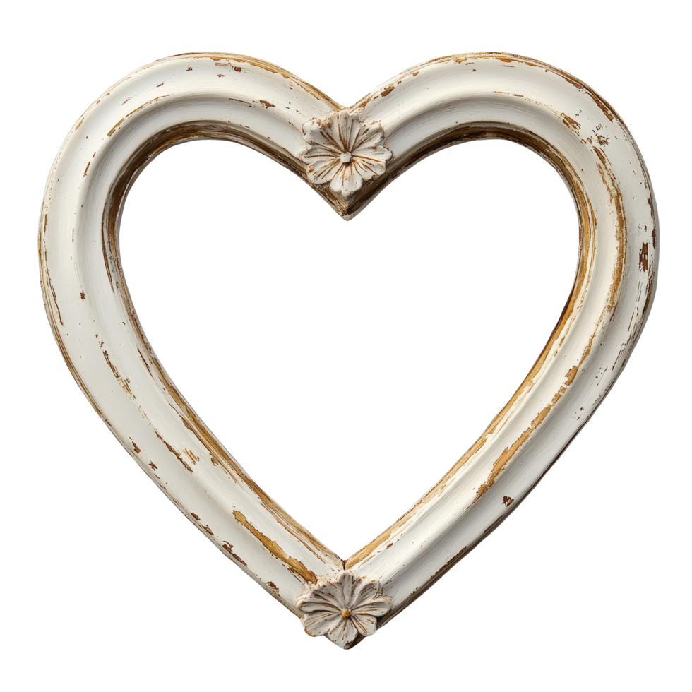 Rustic heartshaped frame on a transparent background, ideal for displaying cherished memories, heart shape frame with transparent background png