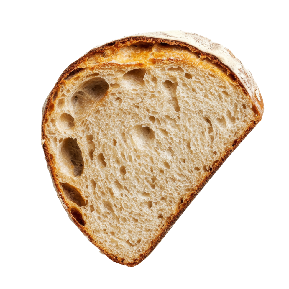Fresh slice of Marraqueta bread on a clean transparent background ready for a delicious meal or snack, slice of Marraqueta Bread on transparent background png