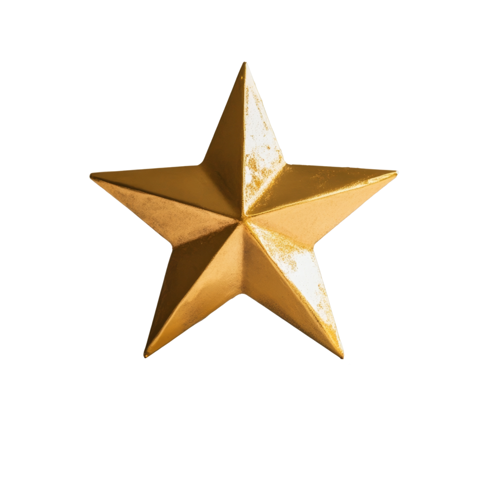 A shining gold star award displayed on a clean, transparent background for achievements and recognition events, gold star award on transparent background png