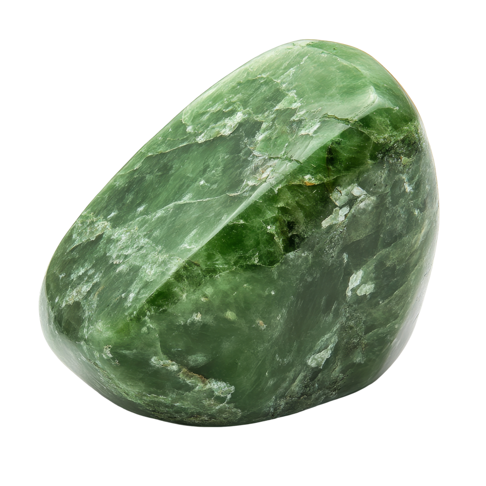 Beautiful jade gemstone isolated on a transparent background showcasing its rich green hues and smooth texture, Jade Gemstone Isolated on transparent background png