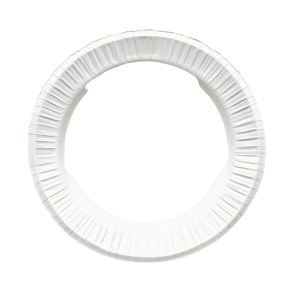 A simple transparent paper plate resting on a plain transparent background for various serving or craft purposes, paper plate on transparent background png
