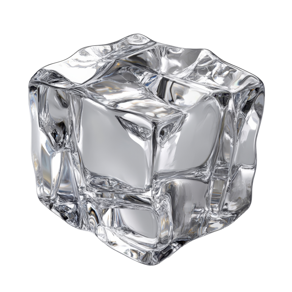 Crystal clear artificial acrylic ice cubes in square shape for decorative and functional use during, Crystal Clear Artificial Acrylic Ice Cubes Square Shape. 3d render on a transparent background png