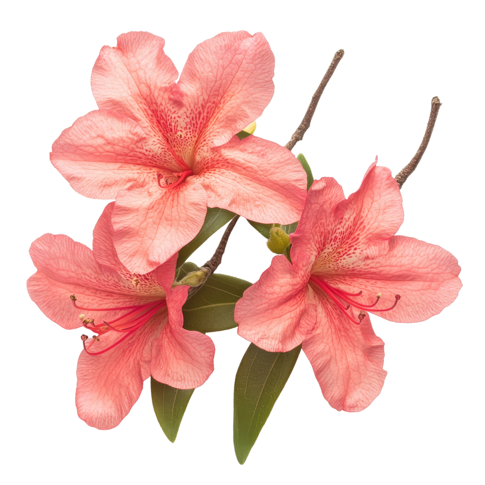 Beautiful azalea flowers in soft pink hues isolated on transparent background for aesthetic presentation, Azalea flowers isolated on transparent background cutout png