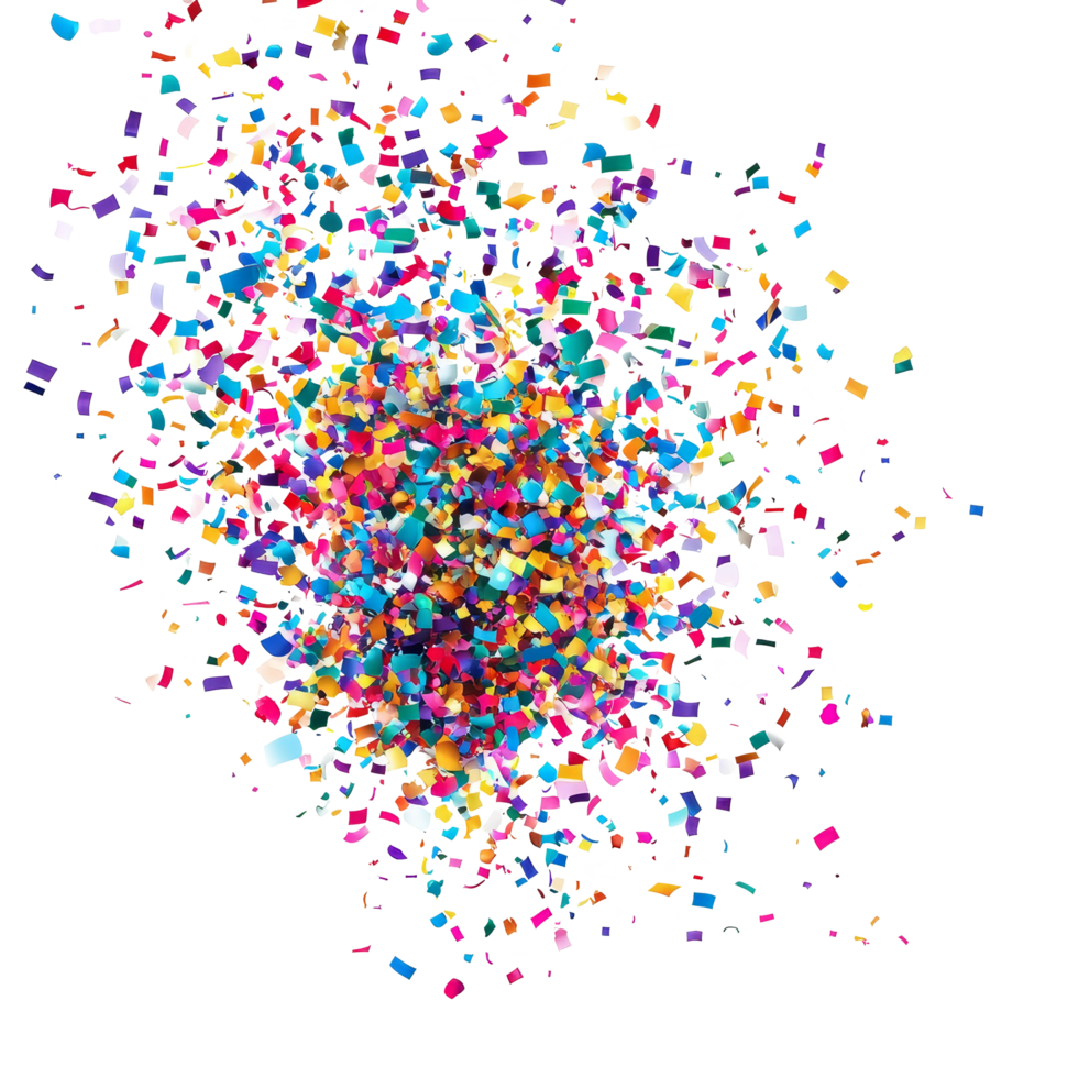 Colorful confetti bursts in a vibrant explosion, creating a festive atmosphere for parties or celebrations at any joyful occasion, Colorful confetti bursting isolated Stock Illustration png