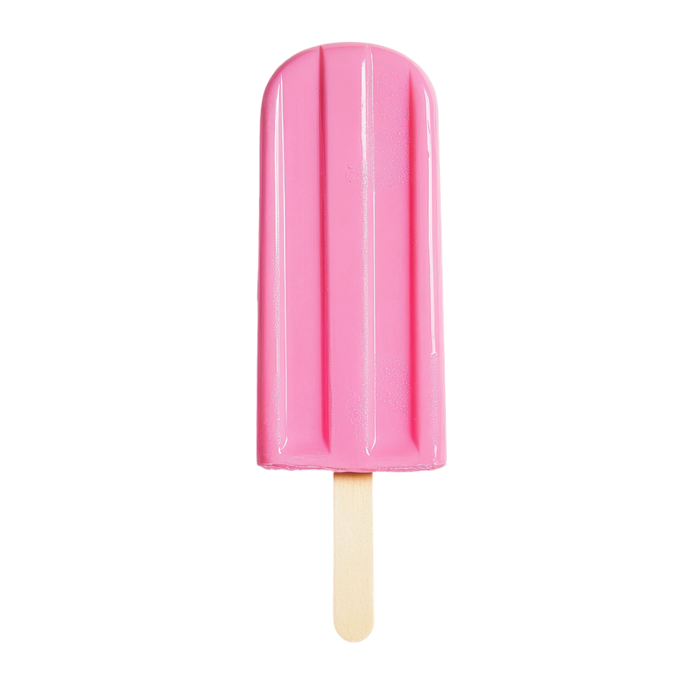 Pink popsicle resting on a clean Transparent background ready to be enjoyed on a warm day, Pink popsicle isolated on a background png