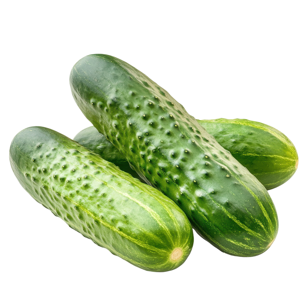 Fresh cucumbers displayed on a white backdrop for culinary and healthfocused use, Cucumbers isolated on Transparent background png