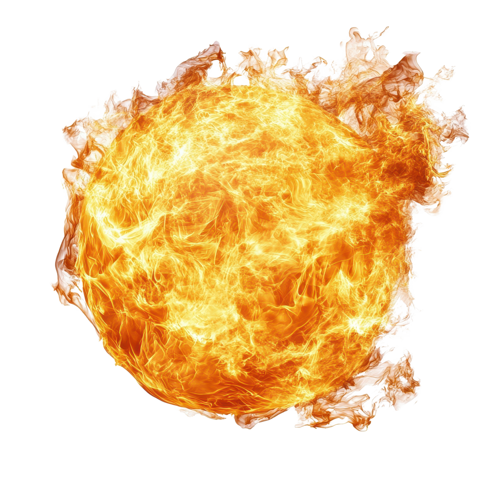 Bright and dynamic fireball isolated on white background showcasing vivid colors and textures in motion, Fireballs isolated on white background png