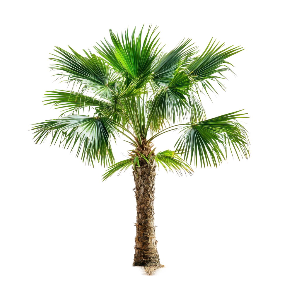 Macroglossa Copernicia palm tree stands tall with vibrant green fronds in isolated setting, Isolated image Macroglossa Copernicia palm tree on Transparent background png