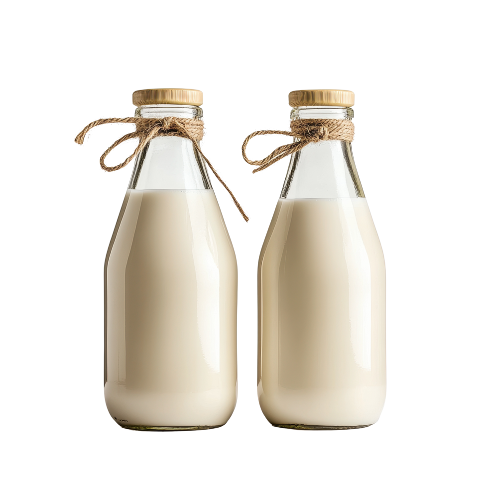 Milk bottles isolated on a Transparent background displaying natural freshness and simplicity, milk bottles isolated on background png