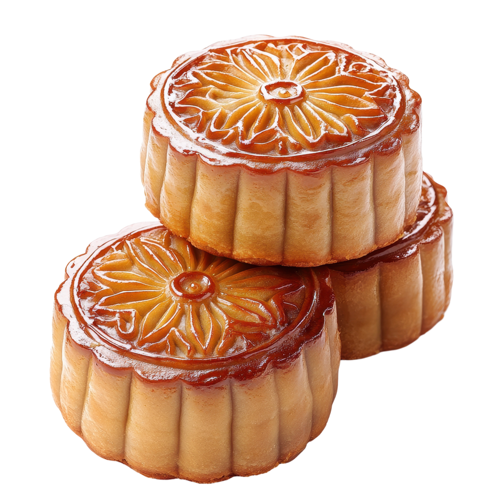 Delicious festival moon cakes stacked on white background ready for celebration and sharing, Festival moon cakeisolated on white background png