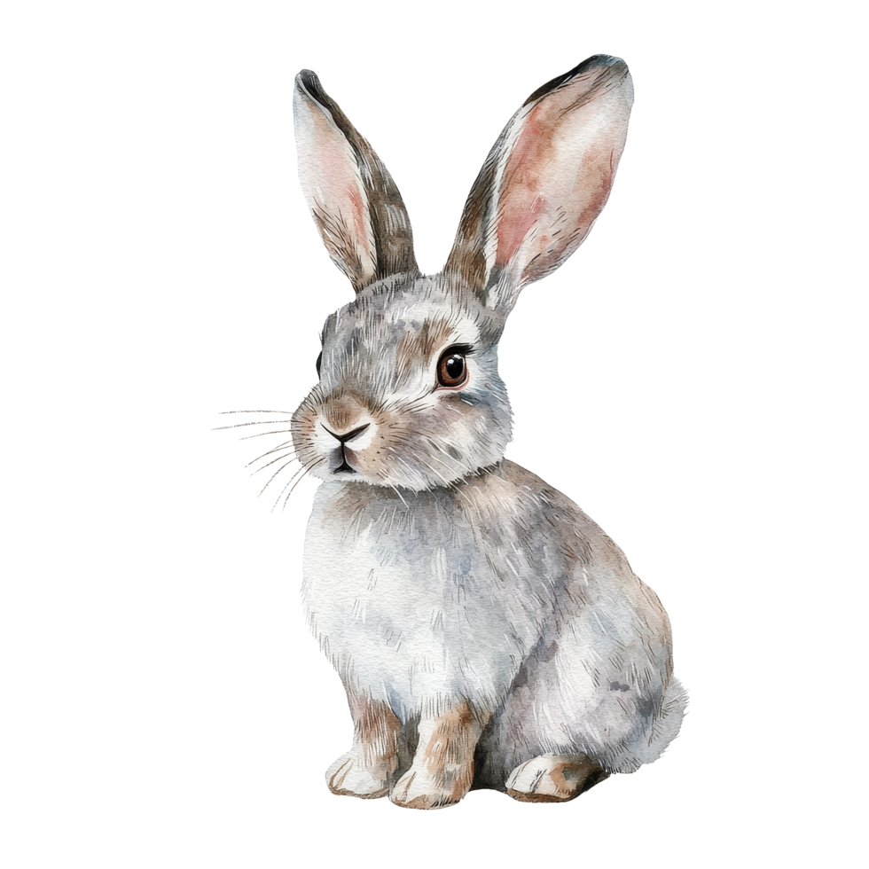 Cute rabbit sitting on a Transparent background with soft fur and gentle expression, showcasing its adorable features, rabbit isolated on background png