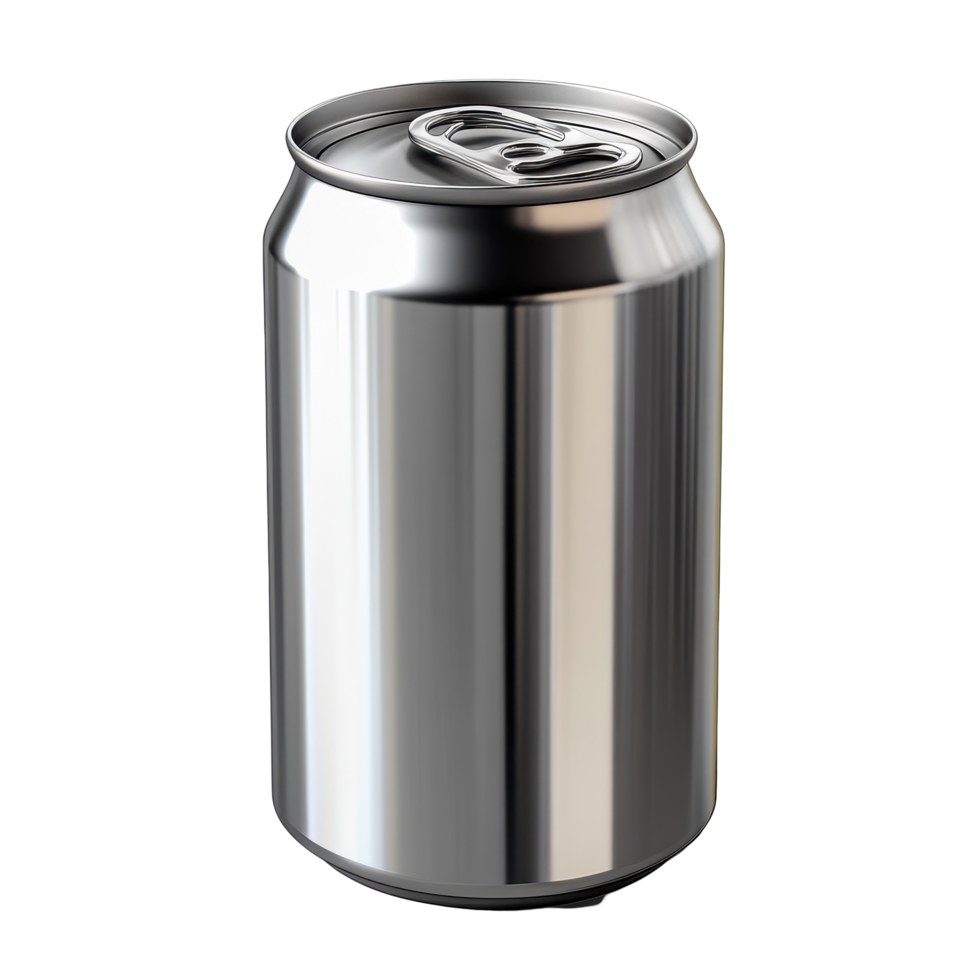 Metallic can with key opener stands out on a Transparent background showcasing simplicity in design and functionality, Metallic can with a key opener isolated on background png